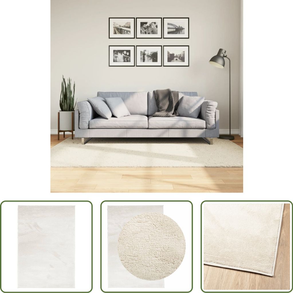 The Living Store Teppich OVIEDO Kurzflor Beige 140x200 cm