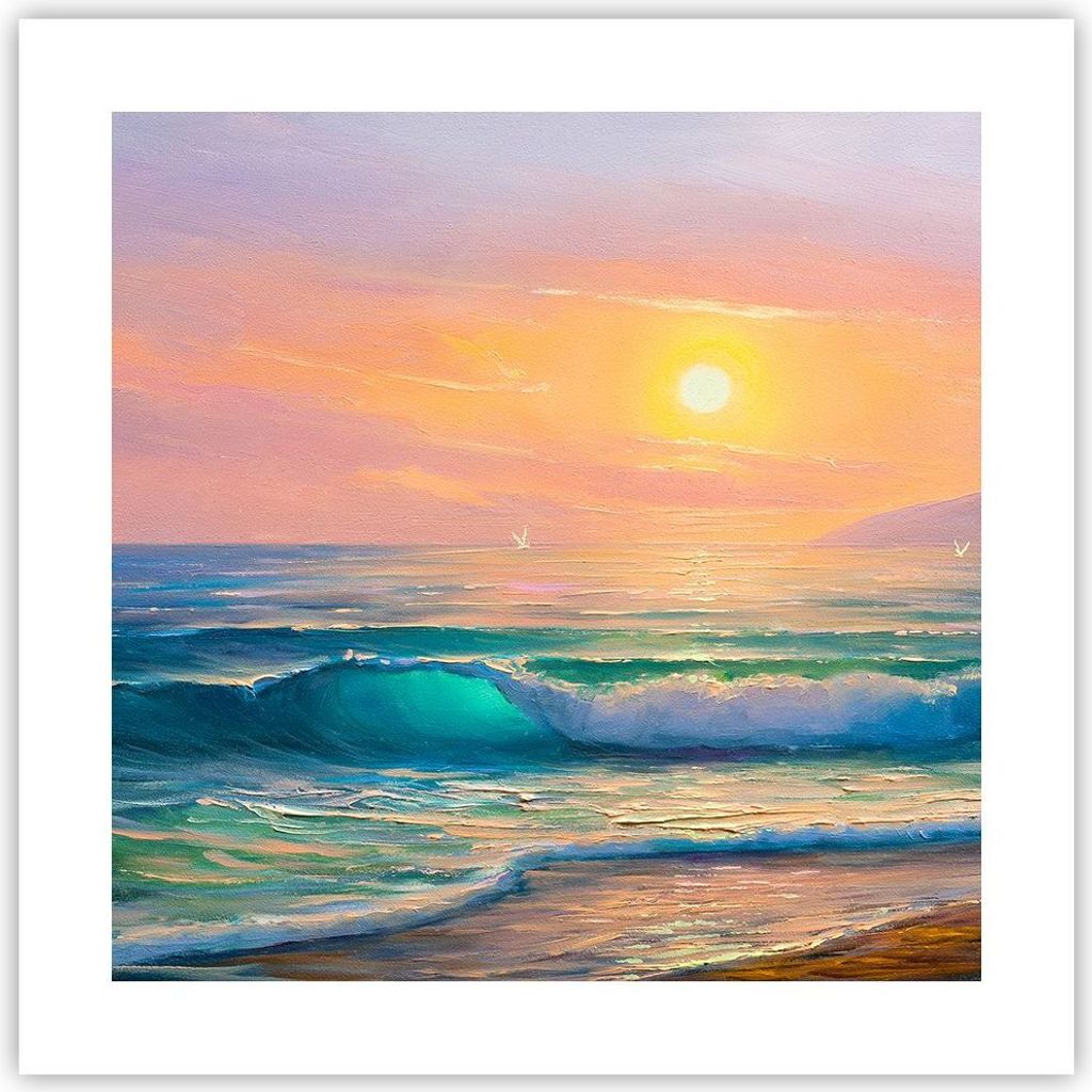 Poster - Poster ohne Rahmen - Meer Welle Ufer - 40x40 cm - Wand Bild - Wanddeko - Wandbilder - Kunstposter - Wandposter - Bilder - Kunstdruck - Wan...