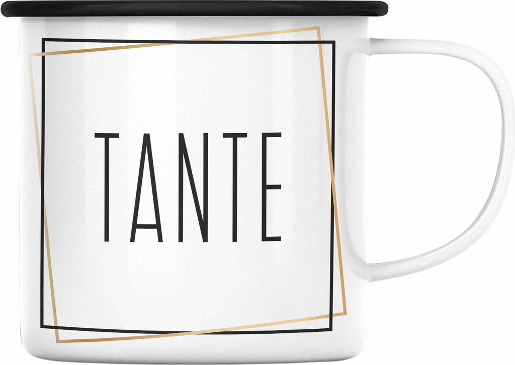 Trendation - Beste Tante Geschenk Emaille Tasse Tante Geschenkidee Du Wirst Tante (Schwarz)