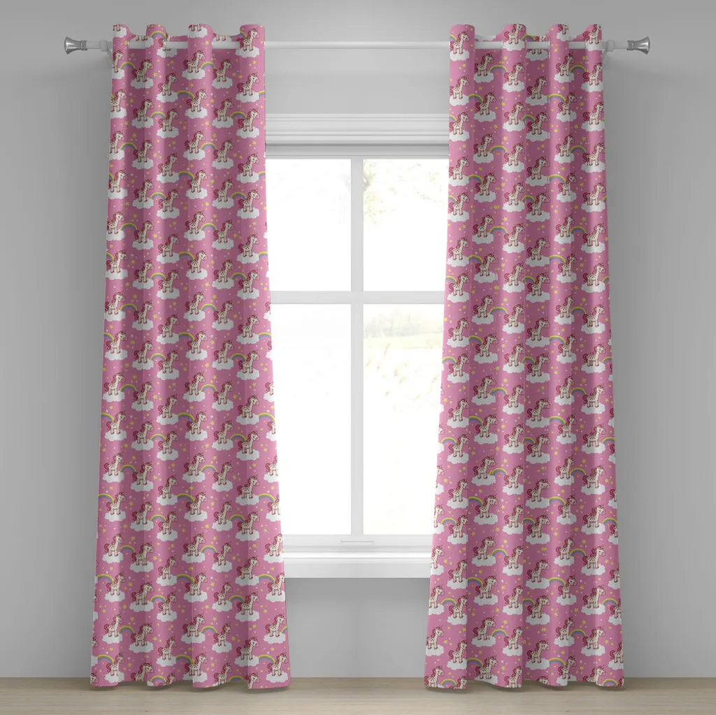 Tende Cameretta Bimba ABAKUHAUS Rosa Unicorni 280x175 cm Offerta