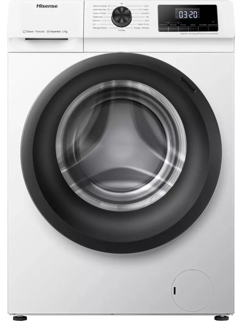 Lave-linge 12kg Hisense pour Couettes et Gros Volumes - 15 Programmes