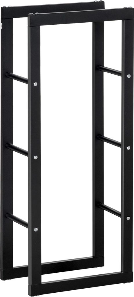 Kaminholzständer Kaminholzablage Feuerholzregal Kaminholzhalter 100kg Stahl-Schwarz-L40 x B25 x H100 cm
