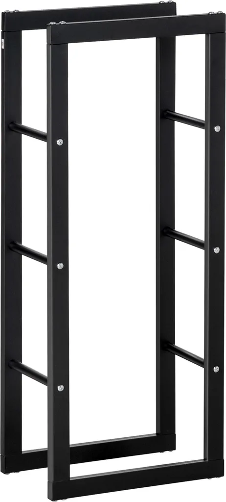Range-bûches métal noir anti-humidité étagère bois 100 kg stable
