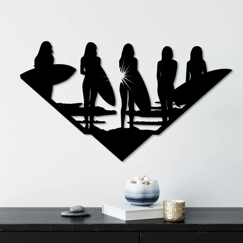 Wallity Bay Watch Décoration Murale en Métal Noir 100% Acier 33 x 59 cm