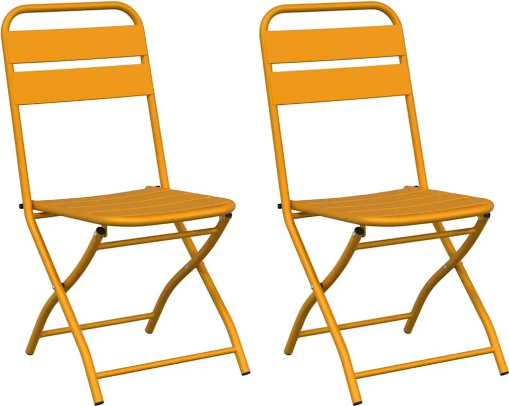 Chaise de Jardin Pliante Moutarde : Solution Gain de Place en Acier - Lot de 2