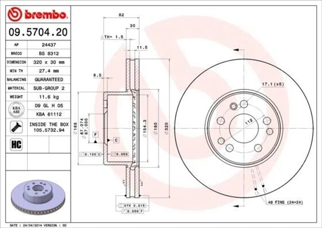 Disque de Frein Brembo 09.5704.20 : Éliminez Vibrations et Sifflements