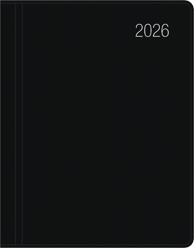 Taschenkalender schwarz 2026 - Büro-Kalender 8,3x10,7- 1W/2S - flexibler Kunststoffeinband - 660-1020