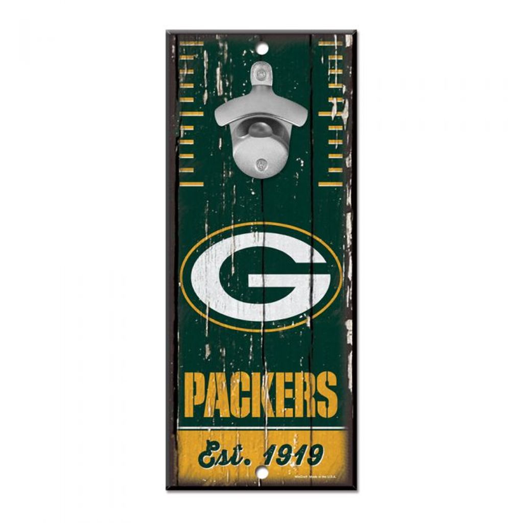 NFL Green Bay Packers Bottle Opener Flaschenöffner Wood Sign Holzschild Holz 30x12cm