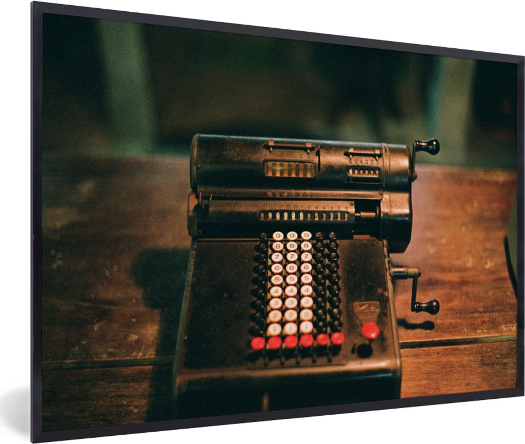 MuchoWow MuchoWow Gerahmtes Poster Schreibmaschine - Antik - Schwarz 30x20 cm - Poster mit zchwarzem Bilderrahmen - Kunstdruck - Bild-Poster