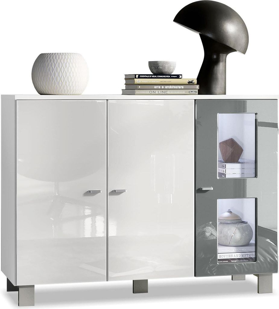 Vladon Sideboard Denjo,  Germany, Kommode mit 3 Türen, Weiß Produktbild 