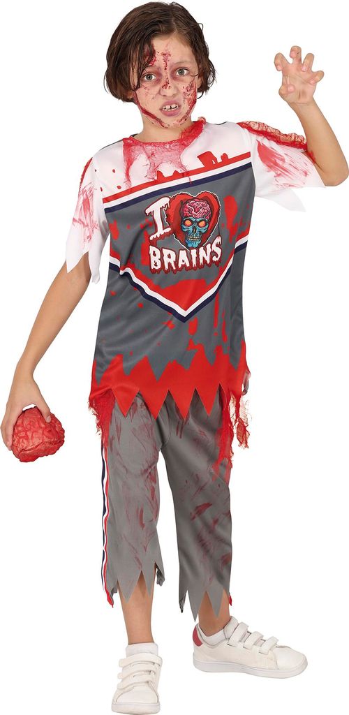 Zombie Halloween Kostüm Kinder Blutig Rot Grau Gammelfleisch Untoter Horror Shirt Hose Frühling Dunkelheit Geisterstunde, Größe: 128/134 Farbe:...