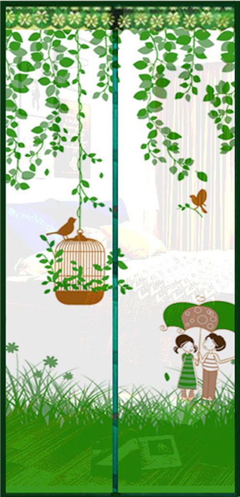 Vogelkäfig -Regenschirm Sommermagnet Tür Fliegenbildschirm Anti -Mückennetz Net Net Vorhang-Grün ,Größen:90*210cm
