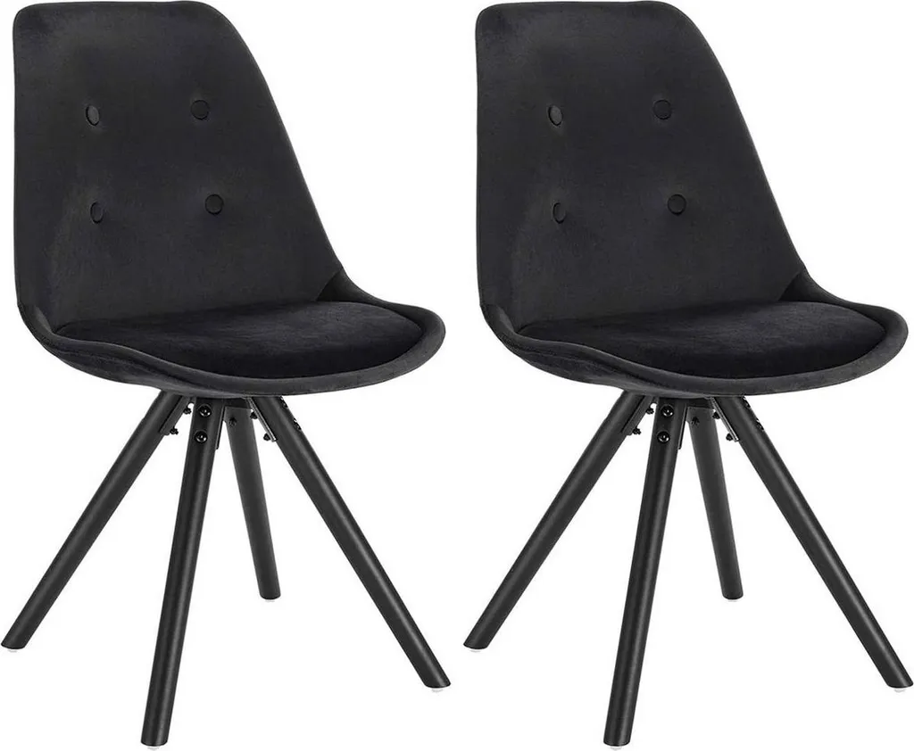 Chaise salle à manger Happyment Zizi confortable velours noir lot de 2