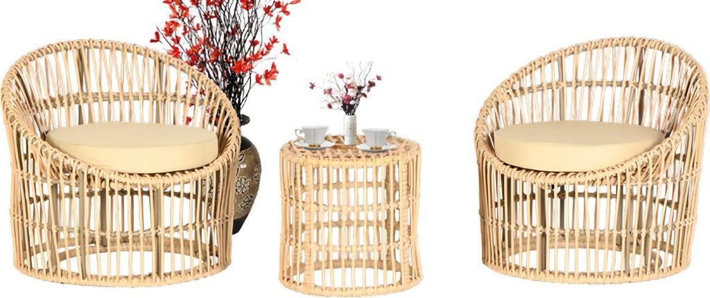 Garten Möbel Set 3tlg Sitzmöbel Garnitur Terrasse Couchtisch Sessel Hochwertiges