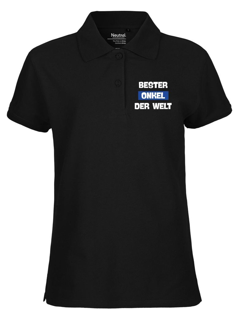 Huuraa Damen Polo Shirt Bester Onkel der Welt XS Black Bio Baumwolle Fairtrade Poloshirt Geschenkidee