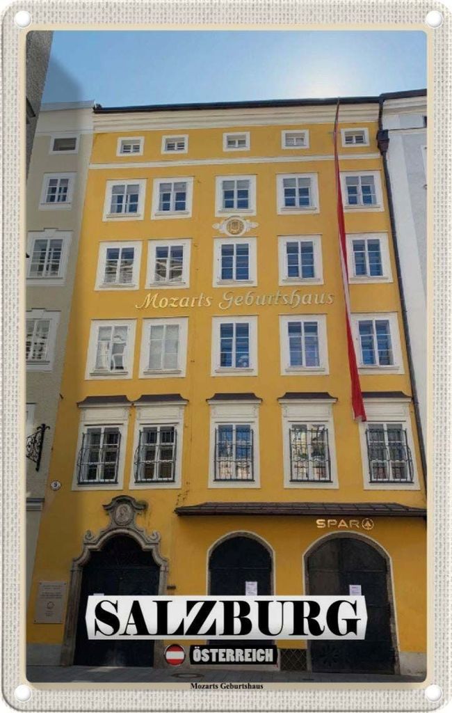 vianmo Blechschild 18x12 cm Salzburg Mozarts Geburtshaus Bildmotiv Reisemotiv Abenteuer Reisen