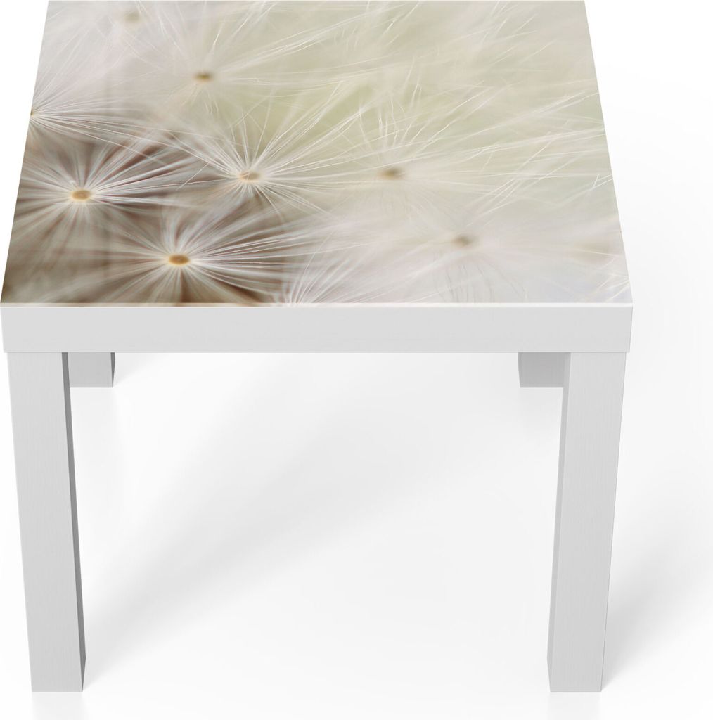 DEQORI Couchtisch 55x55 cm Weiß 'Pusteblume ganz nah' Glas Beistelltisch