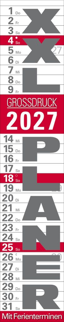 XXL Planer Großdruck rot 2027 Produktbild 