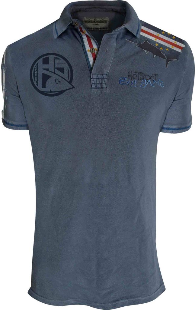 HOTSPOT DESIGN Big Game Cabo Verde, M, blau-grau, Polo Hemd, Für Angler, PL-01013S02