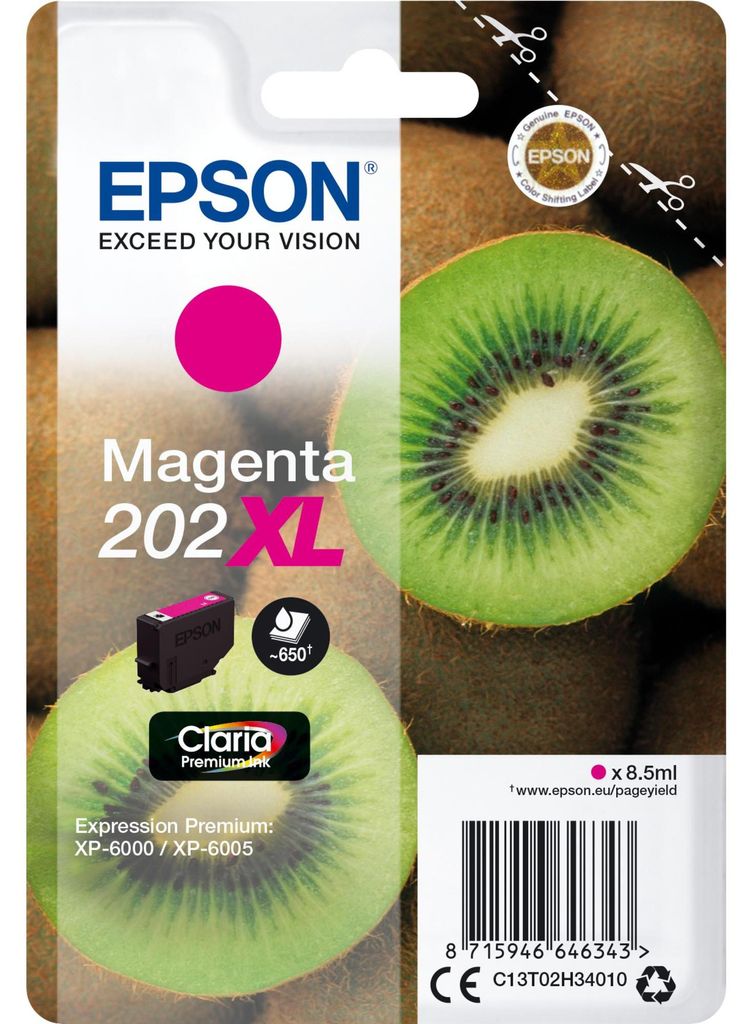 Epson Kiwi Singlepack Magenta 202XL Claria Premium Ink, Produktbild 