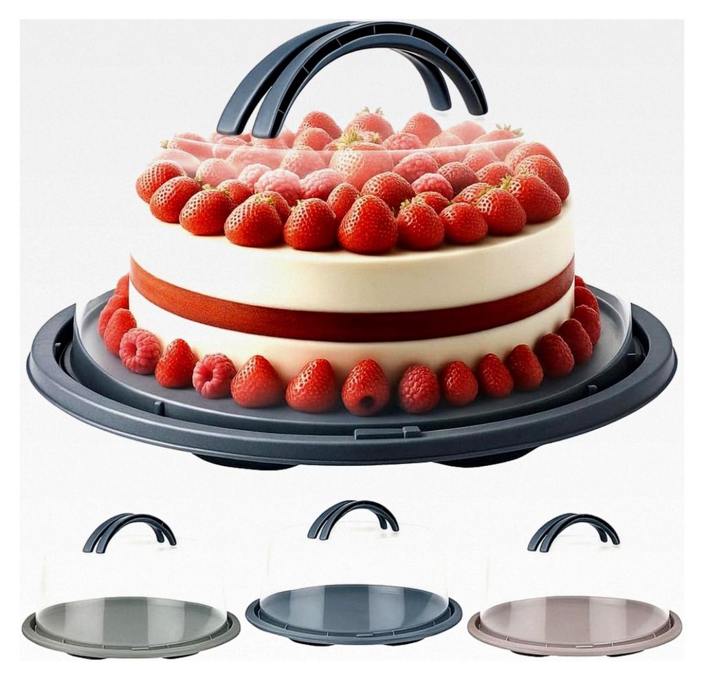 Runde Kuchentransportbox mit Haube und Griff, Ø 34 cm, Höhe 15 cm - Mintgrün