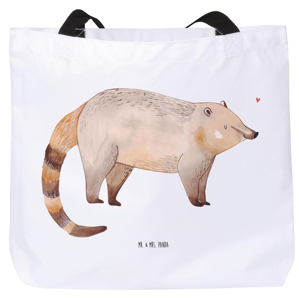 Mr. & Mrs. Panda Tote Bag Nasenbär - Weiß - Geschenk, Reisetasche, Schultasche, Tasche, Nasenbären, Bär, Pandatasche, Rüsselbär, Laptoptasche...