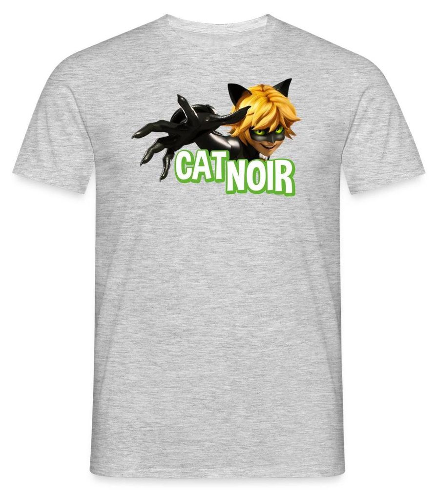 Spreadshirt Miraculous Cat Noir Adrien Männer T-Shirt, M, Grau meliert
