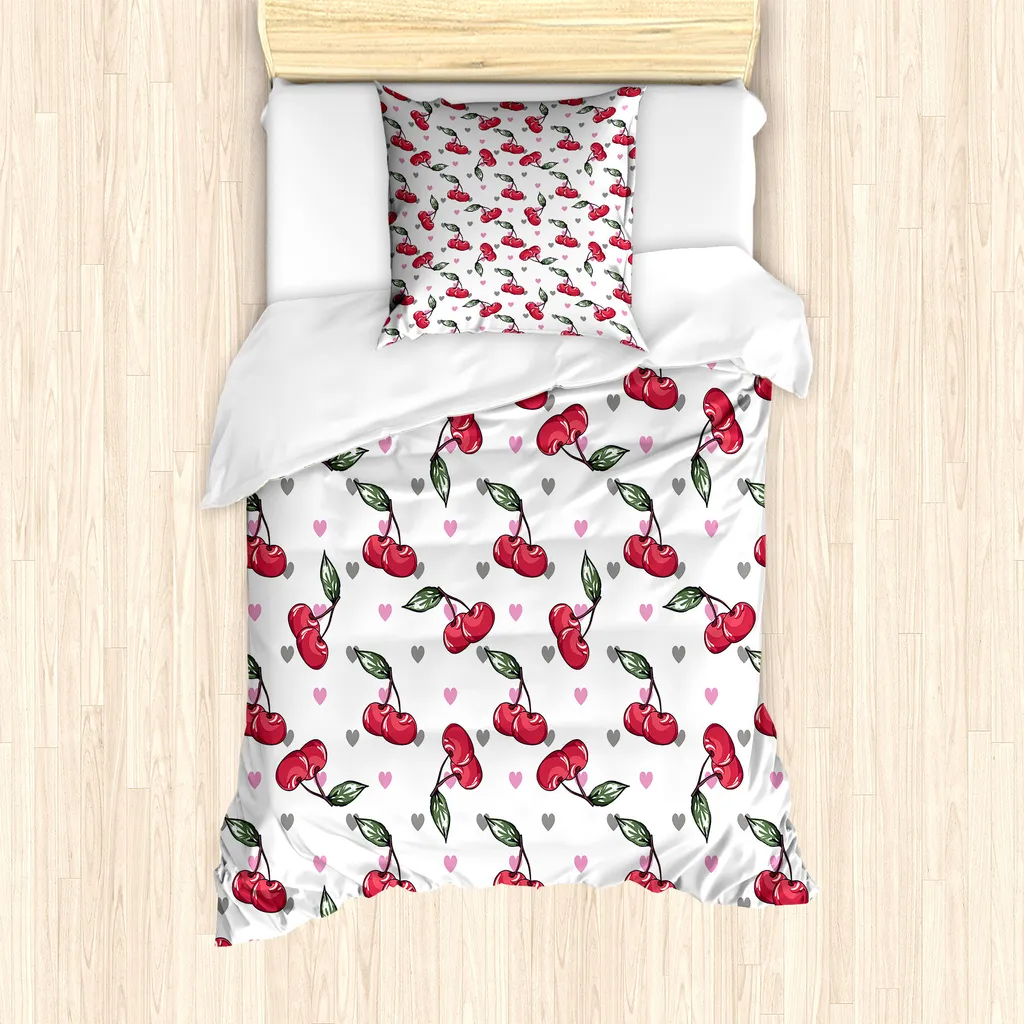 Copripiumino Design Ciliegia ABAKUHAUS - Rosa e Verde Reseda 135x200