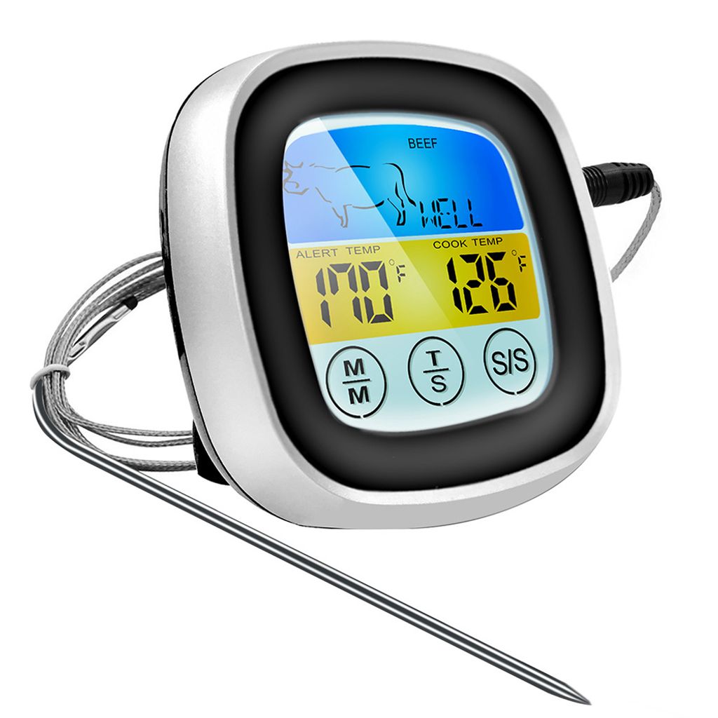 LCD Digital Grillthermometer Fleischthermometer Bratenthermometer Küche Timer DE 