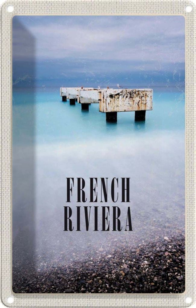vianmo Blechschild 30x20 cm French Riviera Poster Retro Bildmotiv Reisemotiv Abenteuer Reisen Urlaub