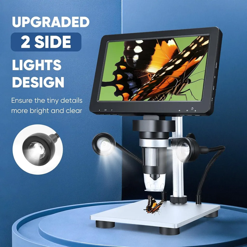 Microscope 12MP haute définition 1200X, éclairage LED réglable, prise EU - 2