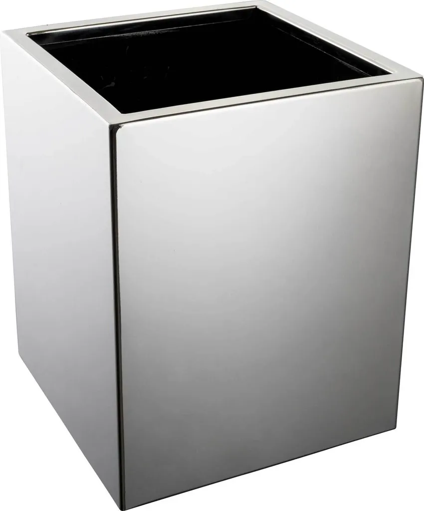 Cache-pot design en acier inoxydable poli brillant ACENTO CUBICO