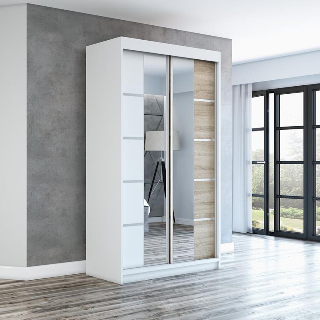 Schwebetürenschrank Kleiderschrank ERA 120 cm Schrank Produktbild 