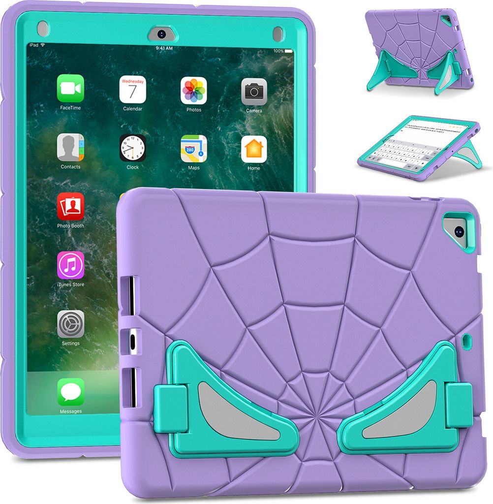 Schutzhülle für iPad Air 2 /iPad 6th /iPad 5th /iPad Pro 9.7 Hülle Robuste Stoßfeste Ständer für Kinder Jungen Lila
