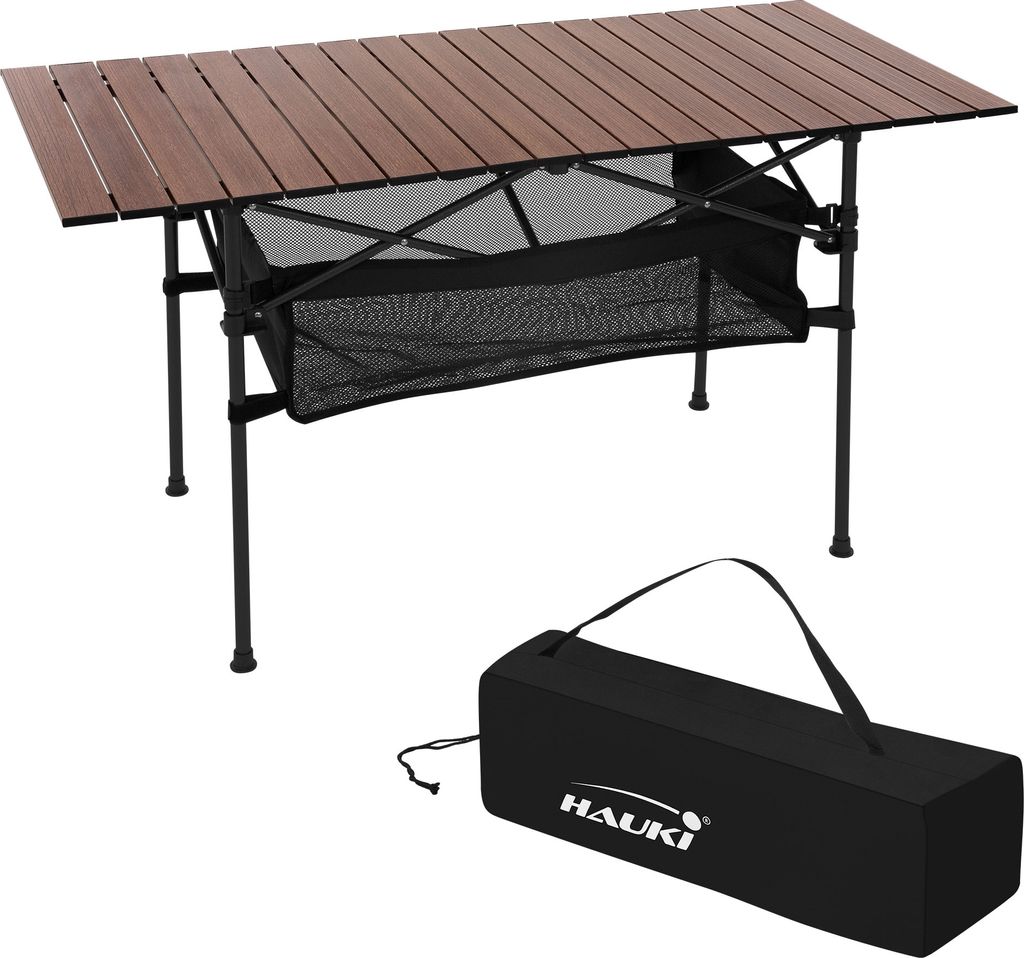 Hauki skládací kempingový stůl, 118x55x64,5 cm, hnědý, Obrázek produktu 