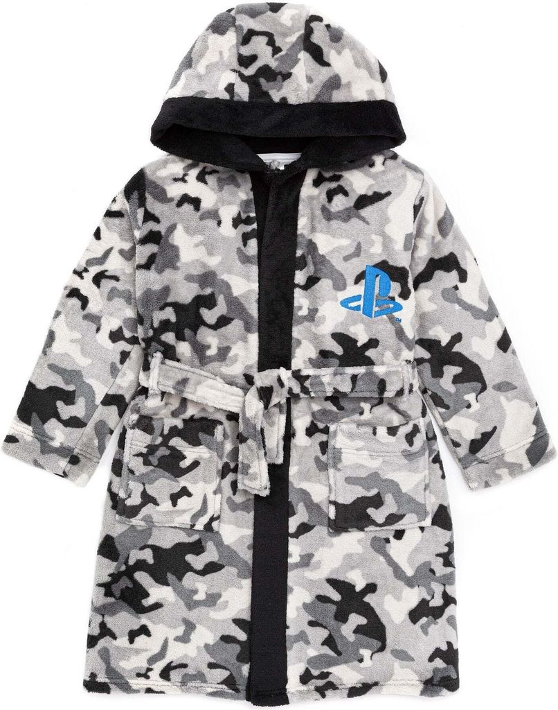 Playstation - Morgenmantel für Jungen NS6694 (146-152) (Grau/Schwarz/Naturweiß)