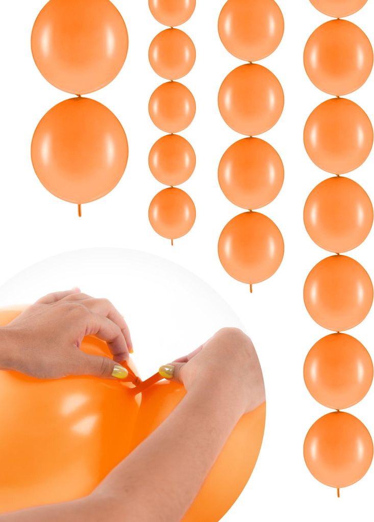 20 aufblasbare orange Luftballons zum verbinden 28 cm -