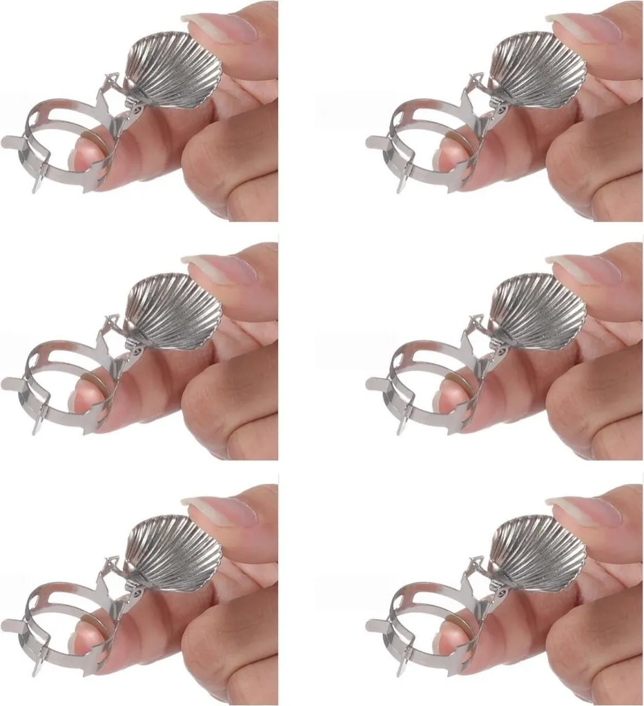 INF Spegni Candela Automatico con Copertura a Conchiglia Regolabile - Set da 6 D'argento