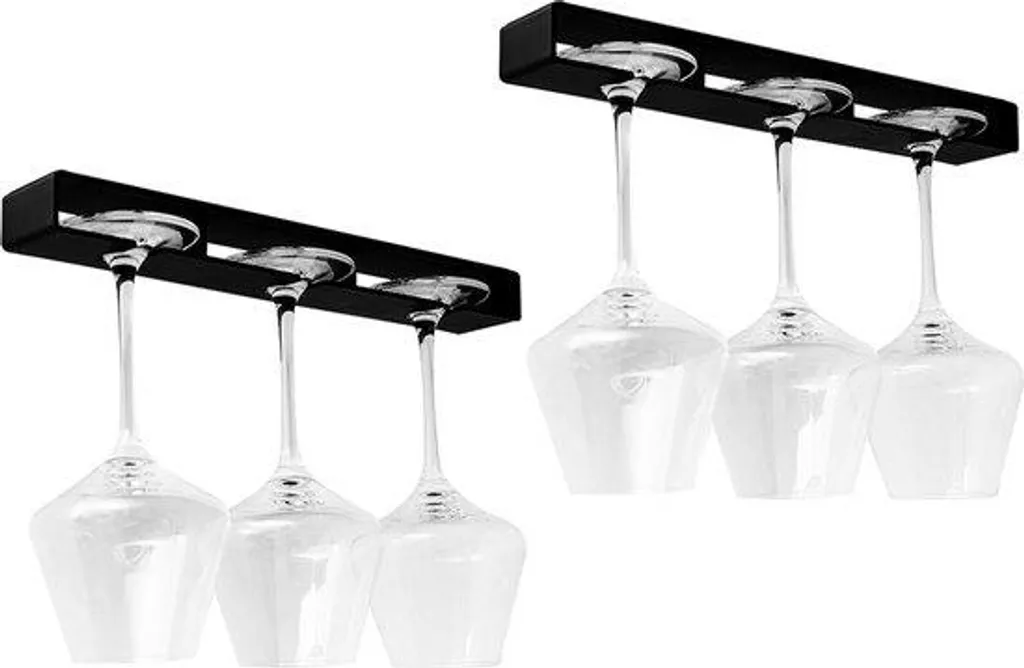 Vitrine en Verre sans Vis avec Système de Suspension Noir - Lot de 2