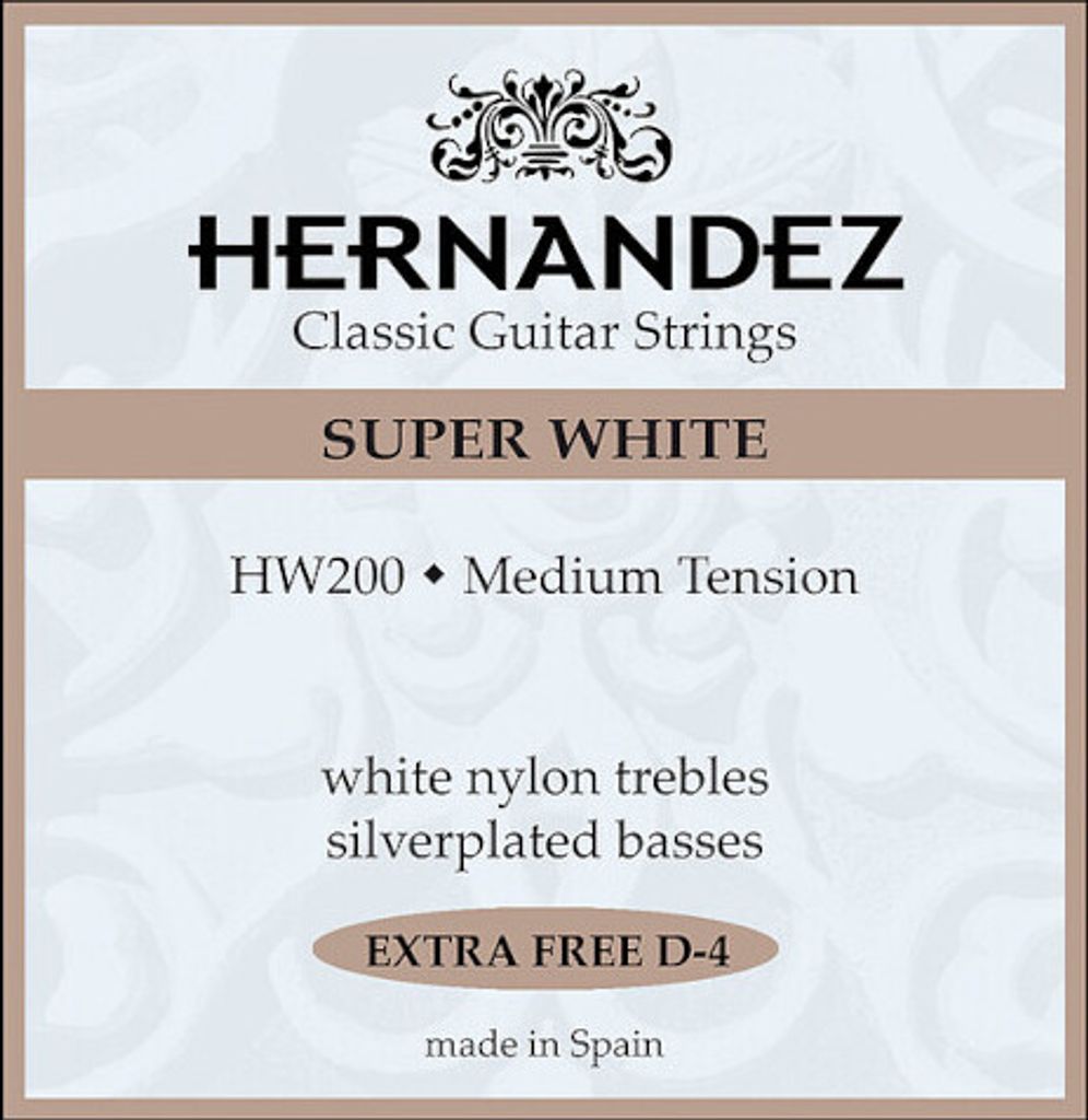 Hernandez HW200 white nylon, medium mit 2x d4 Saite