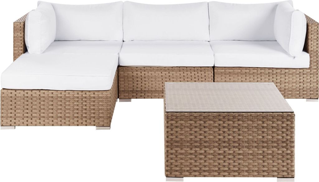 BELIANI Lounge Set Naturfarben Polyrattan und Aluminium 4-Sitzer Rechtsseitig Minimalistisch Modern Gartenausstattung Terrasse Outdoor