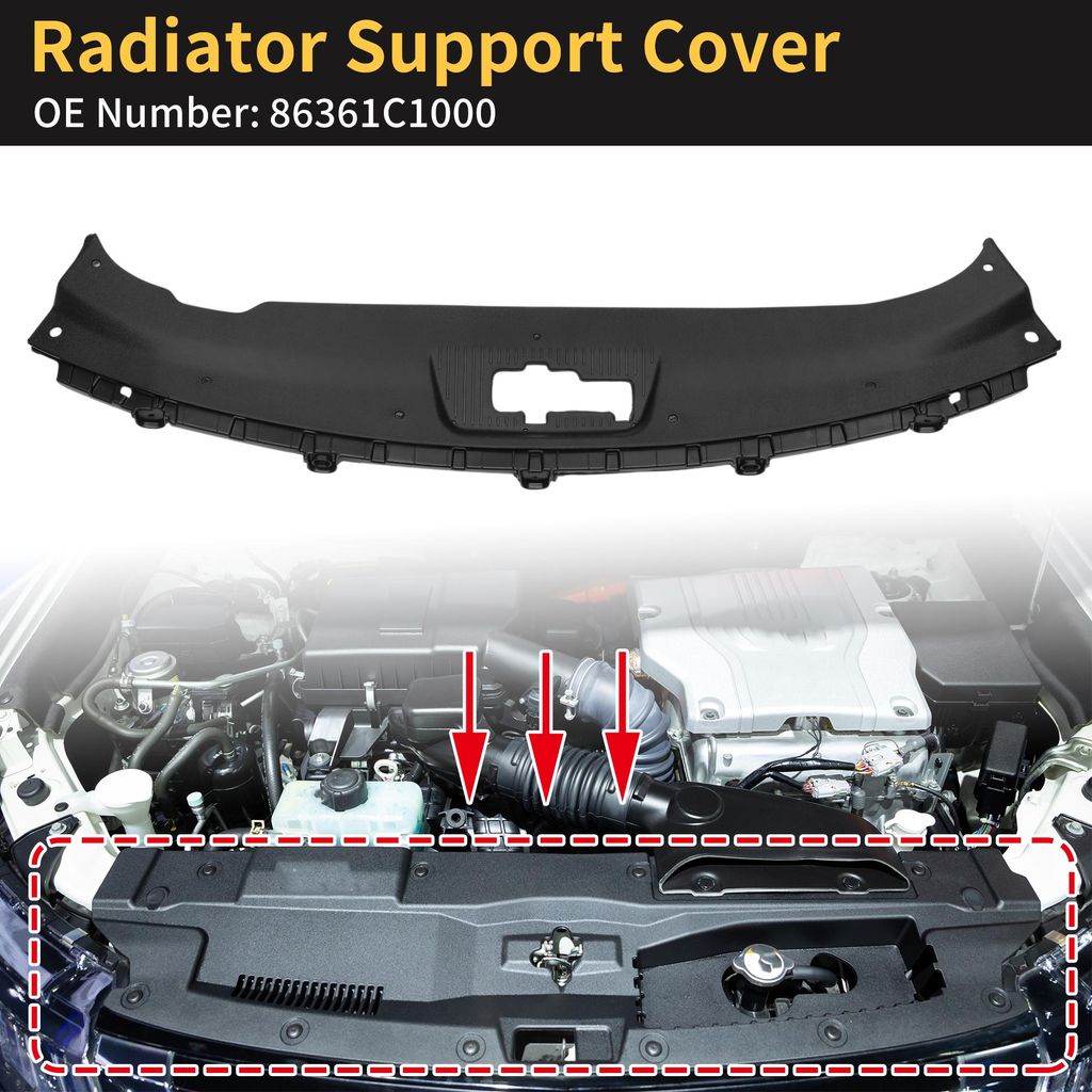 Kühler Halterung Abdeckung für Hyundai Sonata 2015-2019 Vordere Oben Kühler Grill Halterung Abdeckung Nr.86361C1000 ABS Schwarz