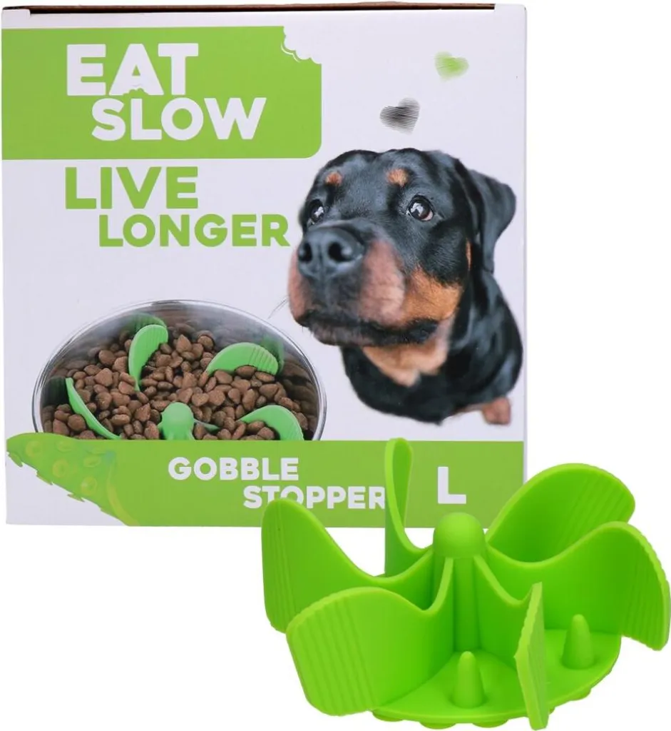 Ciotola Lenta Eat Slow Live Longer Gobble Stopper Verde L - Silicone