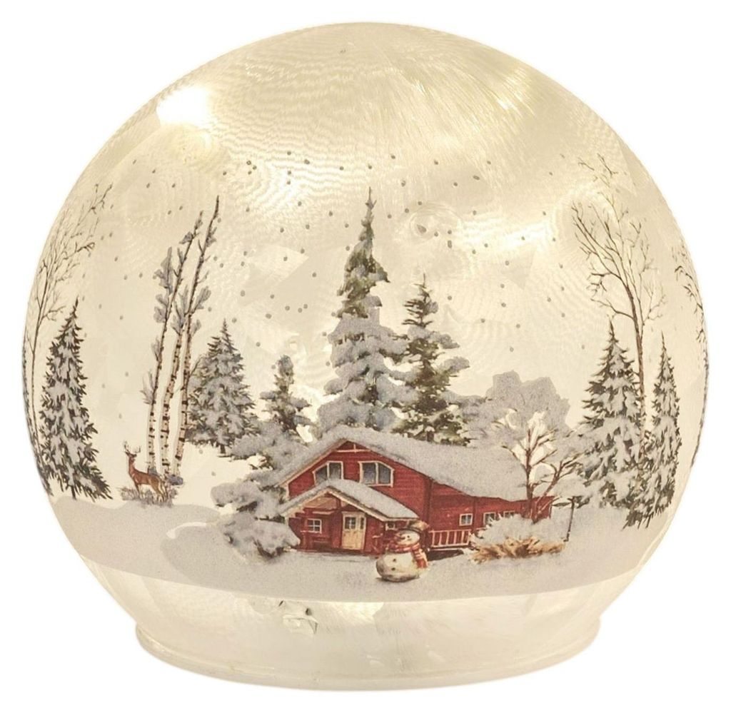 formano LED Deko-Kugel Winterhaus 12 cm Glas Timer Produktbild 