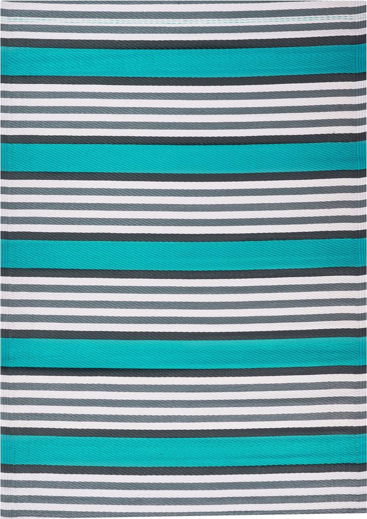BELIANI Outdoor-Teppich Fußmatte Türkis Synthetik 120 x 180 cm Gestreift Geometrisches Muster Umweltfreundlich Modern Minimalistisch