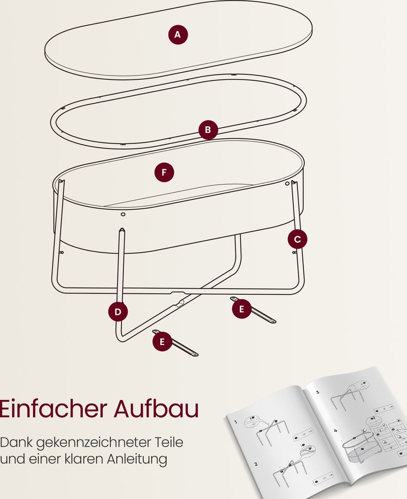 VASAGLE Couchtisch, Beistelltisch, moderner mit Stoffkorb, Produktbild 7