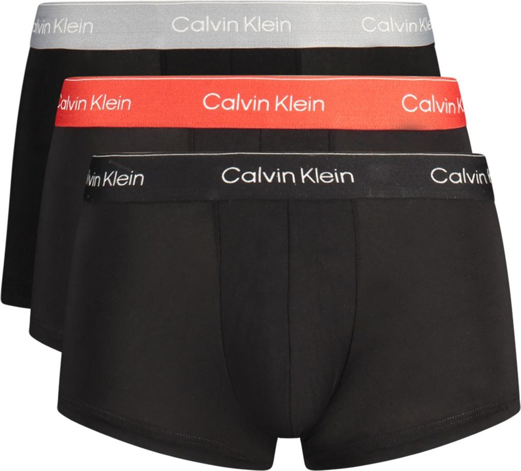 Confezione da tre boxer da uomo in nero, grigio e rosso con Immagine del prodotto 