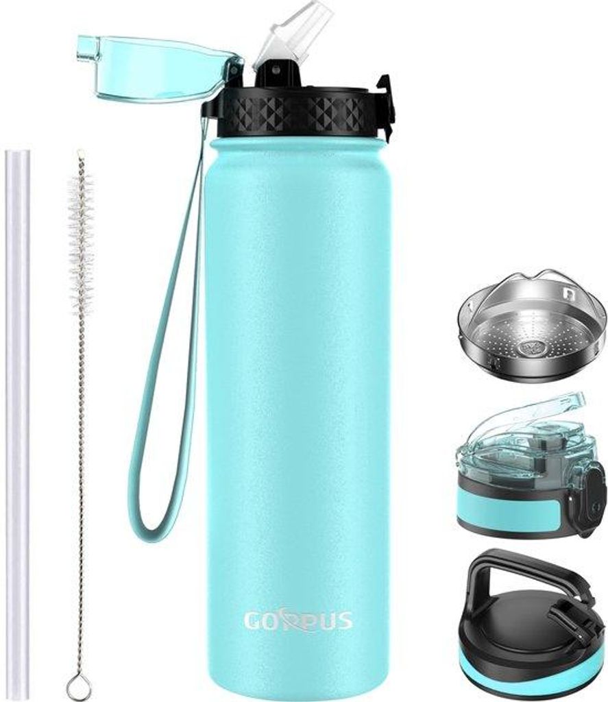 Isolierte 1L Edelstahl-Trinkflasche