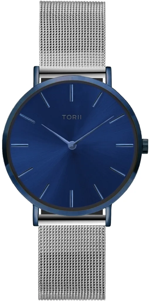 Montre bleu marine TORII N34SS.NN avec cadran minimaliste et élégant