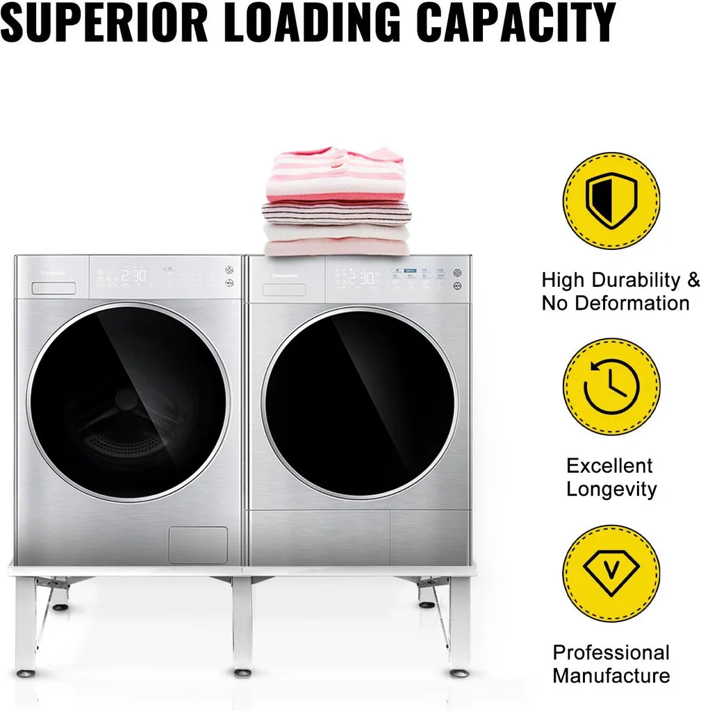 Support machine à laver double pour surélever et ranger la buanderie